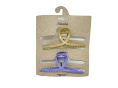 Hair Clips 2pk. Metal Neutral/Purple Natasha