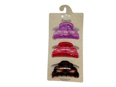 Hair Clips 3pk. Translucent Lilac/pink/brown Natasha