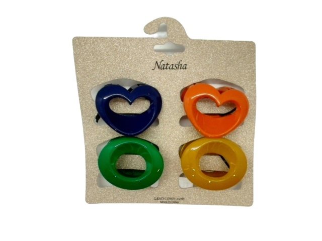 Hair Clips 4pk. Hearts & Hugs Ass\'t Colours Natasha