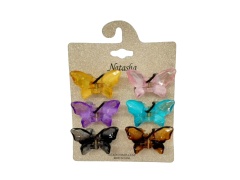 Hair Clips 6pk. Butterflies Ass't Colours Natasha