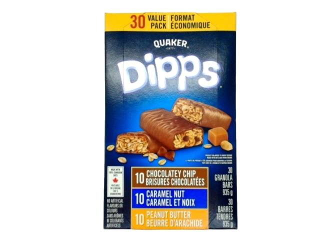 Quaker Dipps Granola Bars 30pk. 3 Flavours 935g.